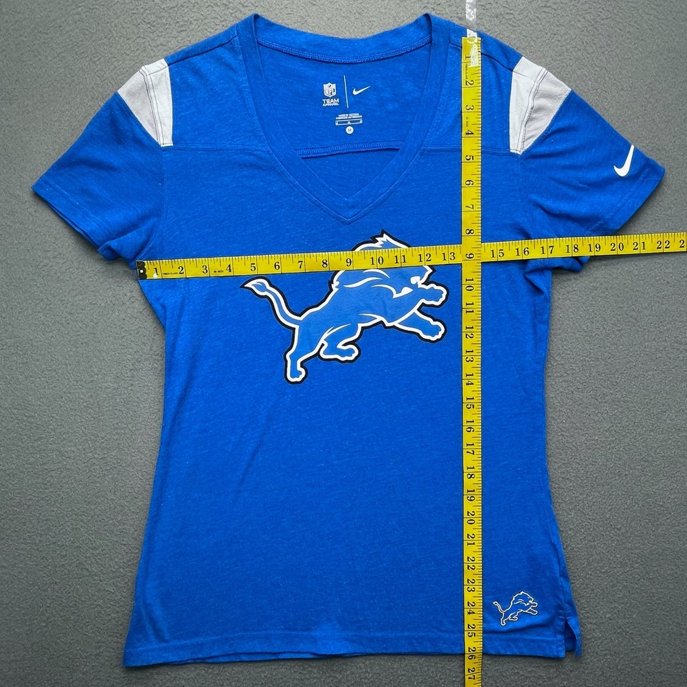 Nike Women NFL Detroit Lions V-Neck Team Apparel T-Shirt Honolulu Blue M - Picture 5 of 8